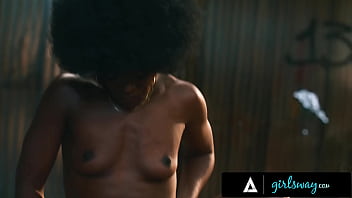 Feral Stacked Lesbians Unleash A Wild Rough Strap-on Orgy In An Abandoned Garage