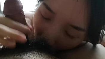 Hot Asian Babe With Perfect Tits Giving A Sloppy Blowjob